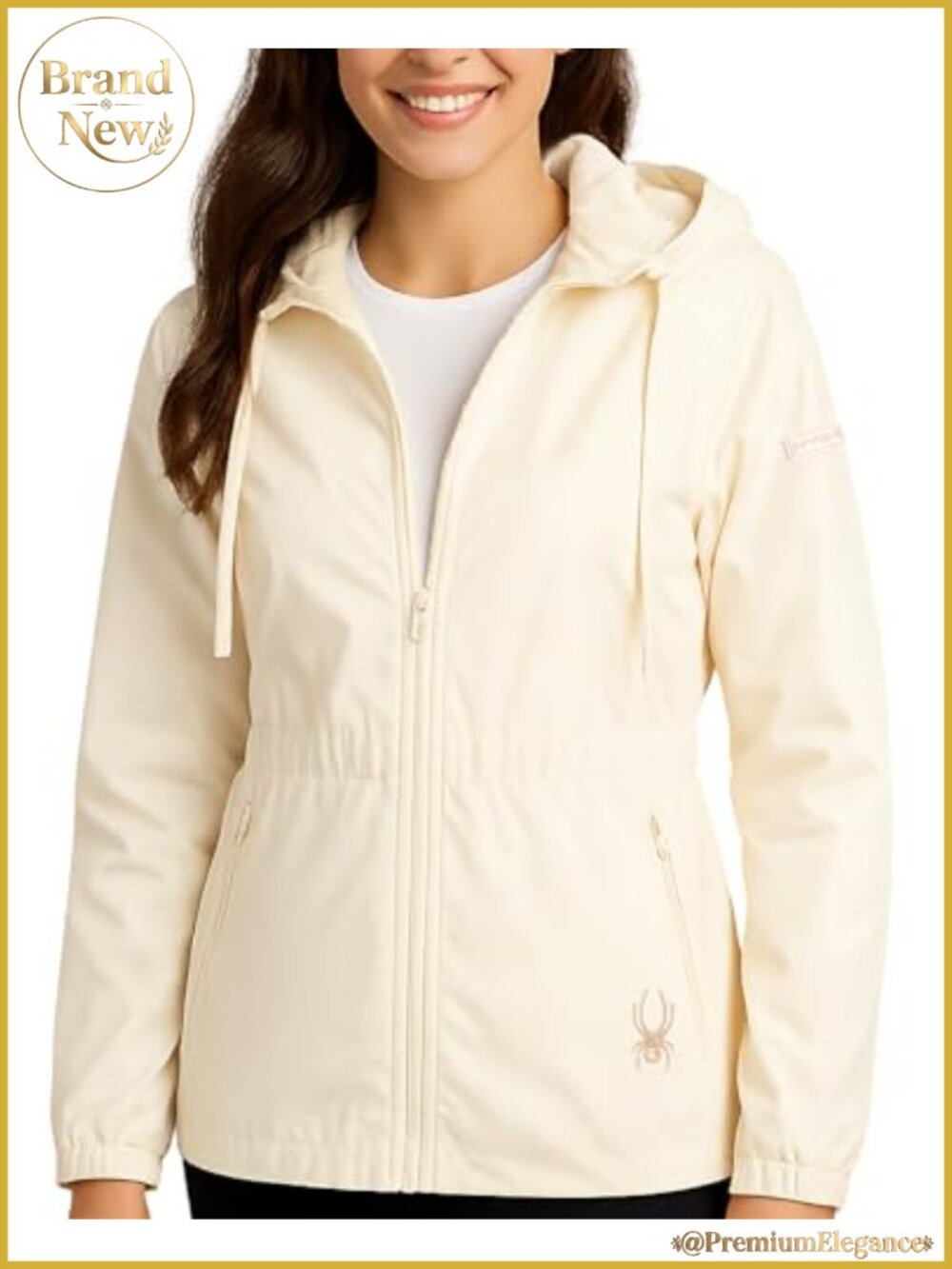 Women's Fleece-Lined Rain Jacket with Hood - Water & Wind Resistant, Adjustable